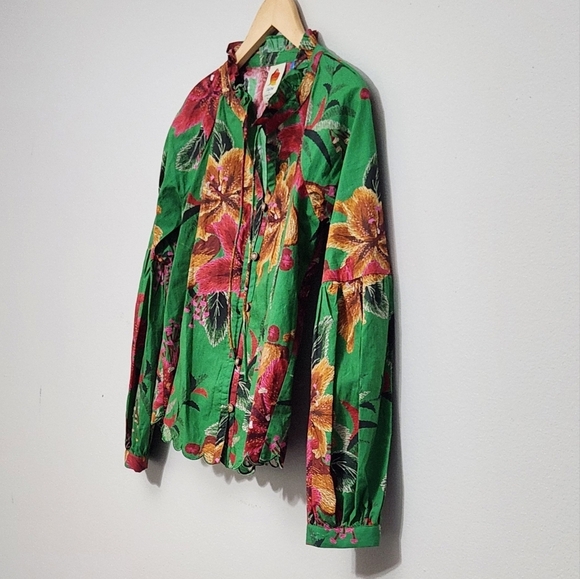 FARM Rio Raquel Button down Puff Sleeve Top - Picture 8 of 14